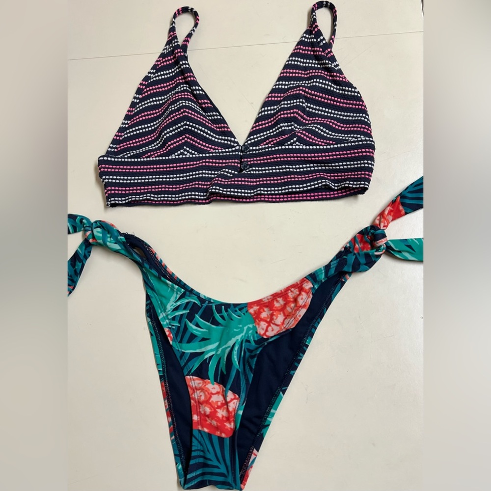 Aerie Bikini Set Hi-Leg Cheeky Bikini Bottom & Triangle Bikini Top - Small - EUC